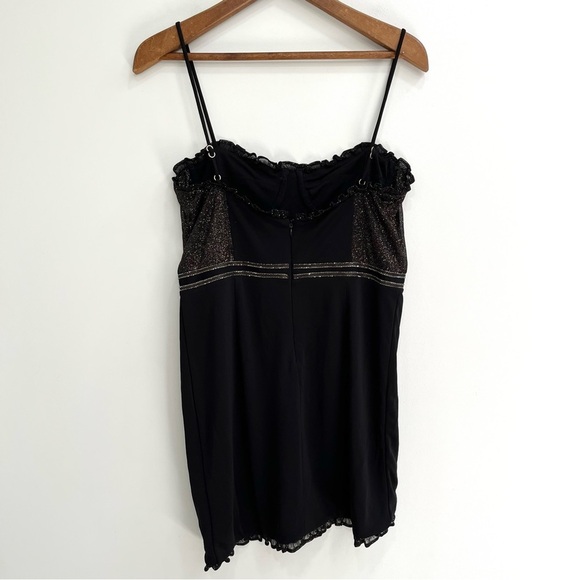 H:OURS x REVOLVE El Dorado Mini Dress in Black Gold Glitter Bustier Top Large - Picture 3 of 10